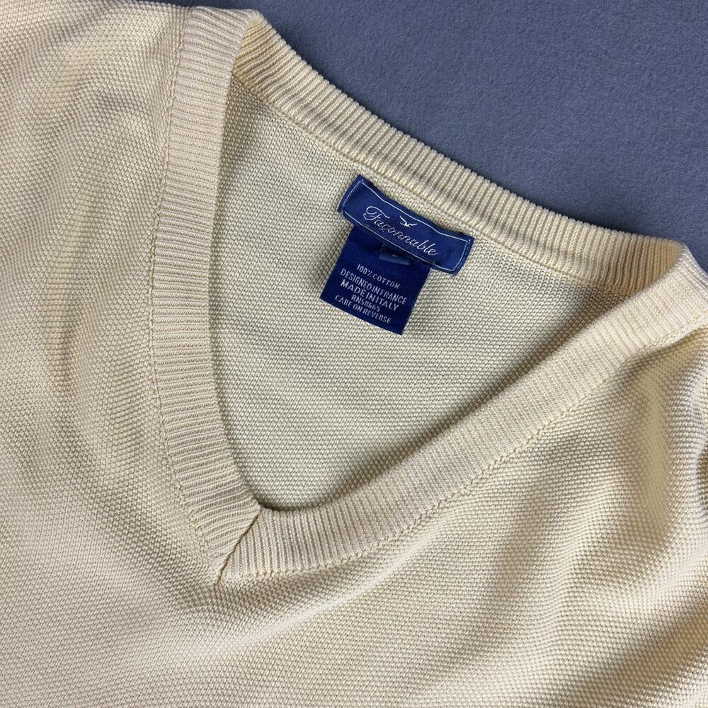 Faconnable Men’s Sweater Vest 100% Cotton Yellow Size Large Made In Italy